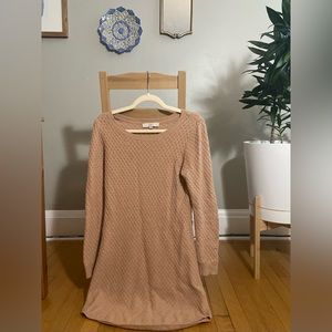 LOFT Cable Knit Cream/Tan Sweater Dress